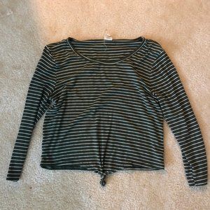 Green and white stripped crop top